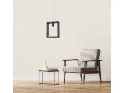 Lámparas Colgantes Aries Escandinavo De Acero/Madera - 1 Fuentes Luminosas - L.24 X A.133 Cm - Wengué