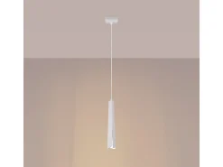Lámparas colgantes Astel escandinavo de acero - 1 fuentes luminosas 4000K - L.8 x A.120 cm - blanco