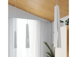 Lámparas colgantes Astel escandinavo de acero - 1 fuentes luminosas 4000K - L.8 x A.120 cm - blanco
