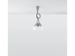 Lámparas colgantes Astis moderno de CLORURO DE POLIVINILO - 5 fuentes luminosas 3000K - L.25 x A.90 cm - gris