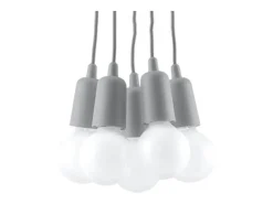 Lámparas colgantes Astis moderno de CLORURO DE POLIVINILO - 5 fuentes luminosas 3000K - L.25 x A.90 cm - gris