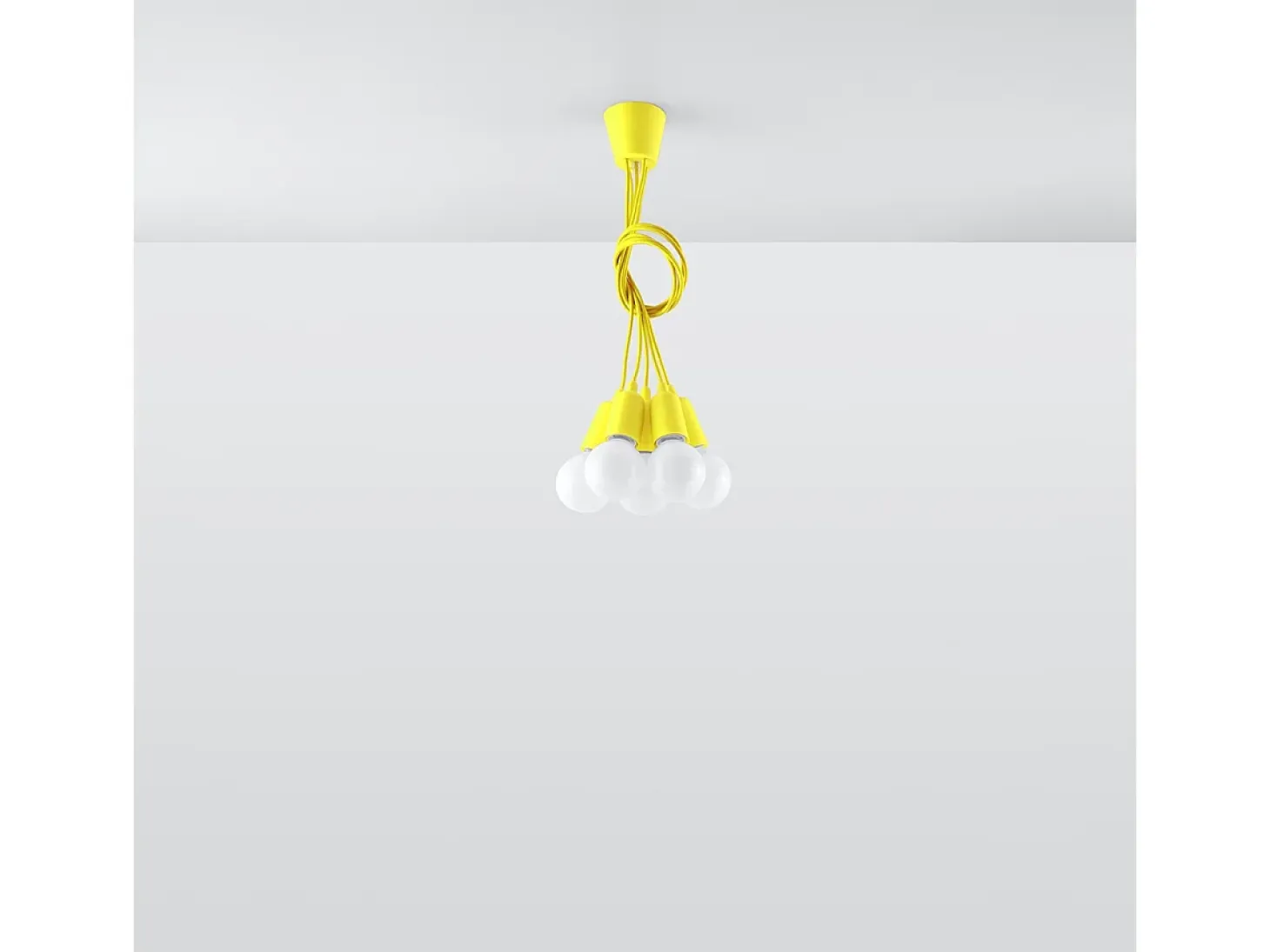 Lámparas colgantes Astis moderno de CLORURO DE POLIVINILO - 5 fuentes luminosas 4000K - L.25 x A.90 cm - amarillo