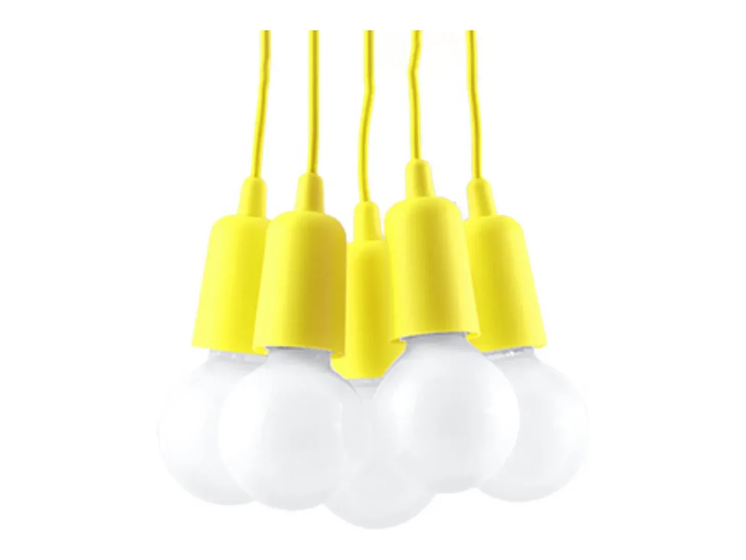Lámparas colgantes Astis moderno de CLORURO DE POLIVINILO - 5 fuentes luminosas 3000K - L.25 x A.90 cm - amarillo