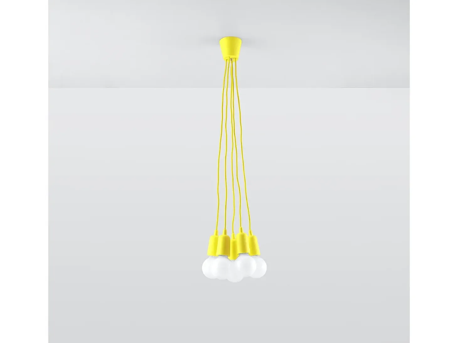 Lámparas colgantes Astis moderno de CLORURO DE POLIVINILO - 5 fuentes luminosas 3000K - L.25 x A.90 cm - amarillo
