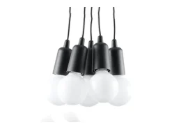 Lámparas colgantes Astis moderno de CLORURO DE POLIVINILO - 5 fuentes luminosas 3000K - L.25 x A.90 cm - negro