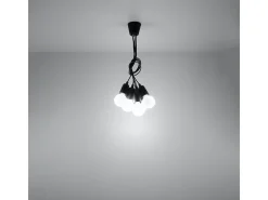 Lámparas colgantes Astis moderno de CLORURO DE POLIVINILO - 5 fuentes luminosas 3000K - L.25 x A.90 cm - negro