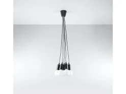 Lámparas colgantes Astis moderno de CLORURO DE POLIVINILO - 5 fuentes luminosas 3000K - L.25 x A.90 cm - negro