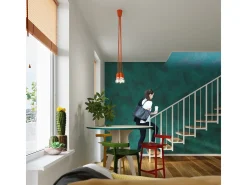 Lámparas colgantes Astis moderno de CLORURO DE POLIVINILO - 3 fuentes luminosas 3000K - L.15 x A.90 cm - naranja