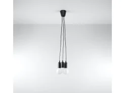 Lámparas colgantes Astis moderno de CLORURO DE POLIVINILO - 3 fuentes luminosas 3000K - L.15 x A.90 cm - negro