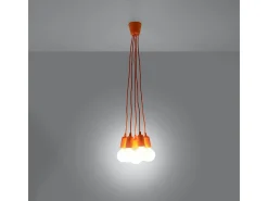 Lámparas colgantes Astis moderno de CLORURO DE POLIVINILO - 5 fuentes luminosas 4000K - L.25 x A.90 cm - naranja