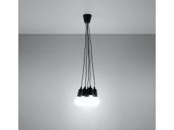Lámparas colgantes Astis moderno de CLORURO DE POLIVINILO - 5 fuentes luminosas 4000K - L.25 x A.90 cm - negro