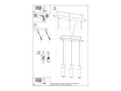 Lámparas colgantes Avier industrial de betoNo aplicablerewno - 3 fuentes luminosas 3000K - L.45 x A.120 cm - gris/madera natural