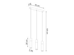 Lámparas colgantes Avier industrial de betoNo aplicablerewno - 3 fuentes luminosas 3000K - L.45 x A.120 cm - gris/madera natural