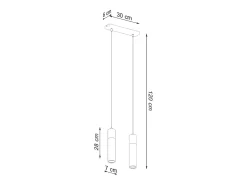 Lámparas colgantes Avier industrial de betoNo aplicablerewno - 2 fuentes luminosas 4000K - L.30 x A.120 cm - gris/madera natural