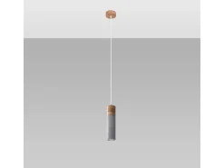 Lámparas colgantes Avier industrial de betoNo aplicablerewno - 1 fuentes luminosas 3000K - L.10 x A.120 cm - gris/madera natural