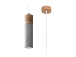 Lámparas colgantes Avier industrial de betoNo aplicablerewno - 1 fuentes luminosas 4000K - L.10 x A.120 cm - gris/madera natural