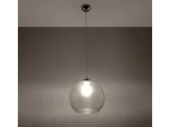 Lámparas Colgantes Ball Minimalista De Acero/Vidrio - 1 Fuentes Luminosas - L.30 X A.120 Cm - Transparente