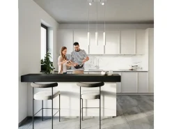 Lámparas colgantes Briix moderno de acero - 5 fuentes luminosas 3000K - L.45 x A.100 cm - blanco