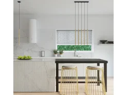 Lámparas colgantes Brill moderno de acero - 3 fuentes luminosas 3000K - L.30 x A.90 cm - brillo dorado