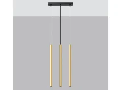 Lámparas colgantes Brill moderno de acero - 3 fuentes luminosas 3000K - L.30 x A.90 cm - brillo dorado