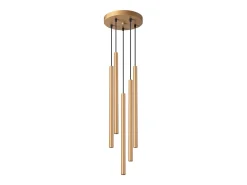 Lámparas colgantes Brill moderno de acero - 5 fuentes luminosas 4000K - L.25 x A.110 cm - dorado