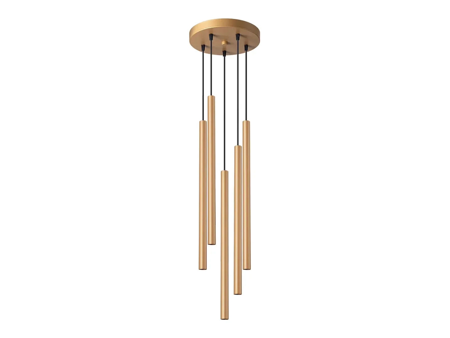 Lámparas colgantes Brill moderno de acero - 5 fuentes luminosas 4000K - L.25 x A.110 cm - dorado