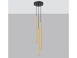 Lámparas colgantes Brill moderno de acero - 3 fuentes luminosas 3000K - L.20 x A.90 cm - brillo dorado