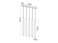 Lámparas colgantes Brill moderno de acero - 5 fuentes luminosas 3000K - L.45 x A.90 cm - blanco