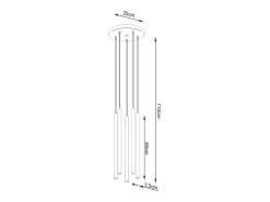 Lámparas colgantes Brill moderno de acero - 5 fuentes luminosas 4000K - L.25 x A.110 cm - blanco