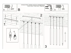 Lámparas colgantes Brill moderno de acero - 5 fuentes luminosas 4000K - L.45 x A.90 cm - blanco
