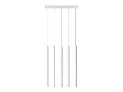 Lámparas colgantes Brill moderno de acero - 5 fuentes luminosas 4000K - L.45 x A.90 cm - blanco