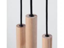 Lámparas colgantes Brill moderno de acero/madera - 5 fuentes luminosas 4000K - L.25 x A.110 cm - madera