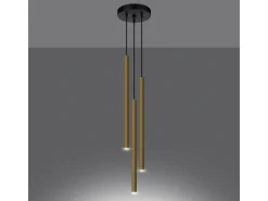 Lámparas colgantes Brill moderno de acero - 3 fuentes luminosas 4000K - L.20 x A.90 cm - brillo dorado
