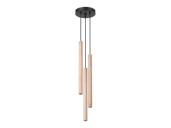 Lámparas colgantes Brill moderno de acero/madera - 3 fuentes luminosas 4000K - L.19,5 x A.115 cm - madera