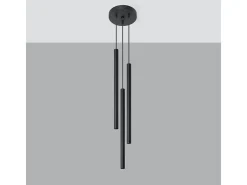 Lámparas colgantes Brill moderno de acero - 3 fuentes luminosas 3000K - L.20 x A.90 cm - negro