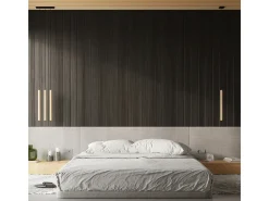 Lámparas colgantes Brill moderno de acero/madera - 3 fuentes luminosas 4000K - L.30 x A.110 cm - madera
