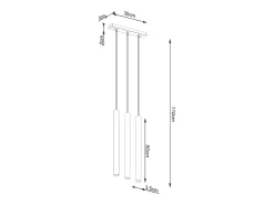 Lámparas colgantes Brill moderno de acero/madera - 3 fuentes luminosas 4000K - L.30 x A.110 cm - madera