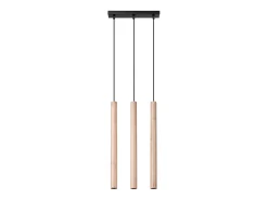 Lámparas colgantes Brill moderno de acero/madera - 3 fuentes luminosas 4000K - L.30 x A.110 cm - madera