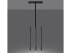 Lámparas colgantes Brill moderno de concreto - 3 fuentes luminosas 4000K - L.30 x A.110 cm - gris