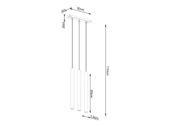 Lámparas colgantes Brill moderno de concreto - 3 fuentes luminosas 4000K - L.30 x A.110 cm - gris
