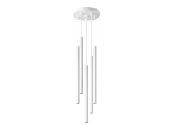 Lámparas colgantes Brill moderno de acero - 5 fuentes luminosas 3000K - L.25 x A.110 cm - blanco