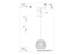 Lámparas Colgantes Brilo Industrial De Cable De Acero - 1 Fuentes Luminosas - L.35 X A.137 Cm - Negro