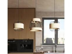 Lámparas Colgantes Brilo Industrial De Cable De Acero - 1 Fuentes Luminosas - L.35 X A.137 Cm - Negro
