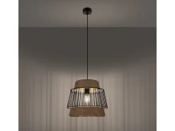 Lámparas Colgantes Brilo Industrial De Cable De Acero - 1 Fuentes Luminosas - L.35 X A.137 Cm - Negro