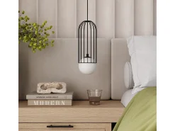 Lámparas Colgantes Brina Moderno De Acero - 1 Fuentes Luminosas - L.12 X A.115 Cm - Negro