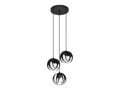 Lámparas colgantes Brive moderno de acero - 3 fuentes luminosas 3000K - L.30 x A.117 cm - negro