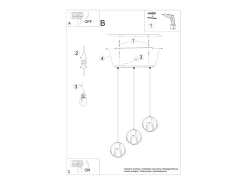 Lámparas colgantes Brive moderno de acero - 3 fuentes luminosas 3000K - L.50 x A.117 cm - negro