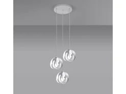 Lámparas colgantes Brive moderno de acero - 3 fuentes luminosas 4000K - L.30 x A.117 cm - blanco