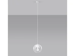 Lámparas colgantes Brive moderno de acero - 1 fuentes luminosas 3000K - L.16 x A.125 cm - blanco