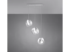 Lámparas colgantes Brive moderno de acero - 3 fuentes luminosas 4000K - L.50 x A.117 cm - blanco